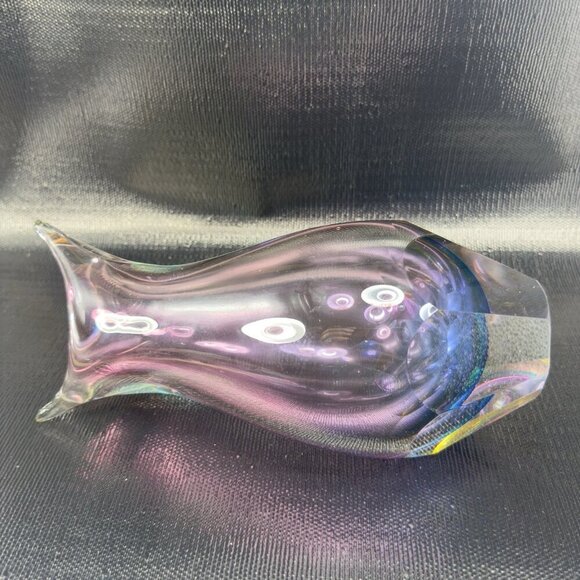 Venetian Murano Art Glass Vase Faceted Bottom Sommerso Heavy Hand Blown Glass - Picture 5 of 16